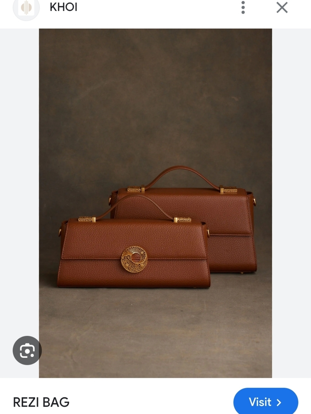 LARGE Rezi Brown Leather Top-Handle Khoi Bag with Gold Accent BRAND NEW WITH BOX